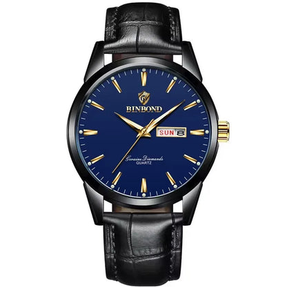 BINBOND B2238 2238 Quartz Wrist Watches Leather Strap Ladies & Man Top Luxury Couple Watch Women Men Waterproof Calendar Watch