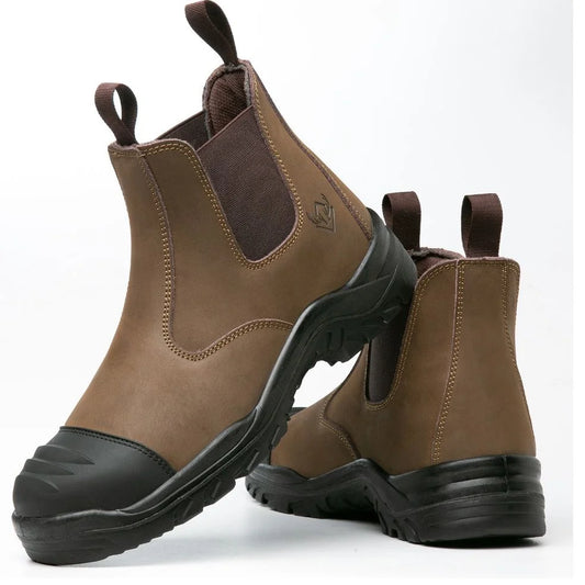 Slip on Steel Toe Fashion Water Resistant Breathable Leather Anti-smashing Anti-puncture Safety Shoes for Men Mining