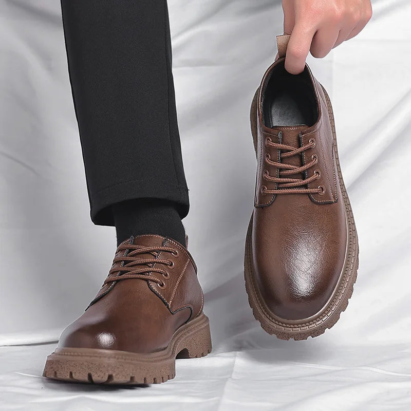 2025 New LEAO Hot Selling Men's Business Casual Leather Shoes Cowhide Thick Bottom Leather Men's Low Top Work Shoes