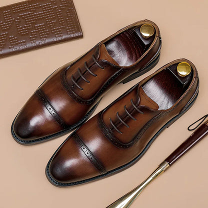 New Arrivals Top-grain Cowhide Leather Formal Business Men's Leather Shoes Genuine Leather Brogue Designer Shoes  Wenzhou Shoes