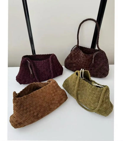 New Arrival Unique Retro Green Women's Suede Hobos Shoulder Bag Durable Button Large Capacity Genuine Leather Lining Luxury