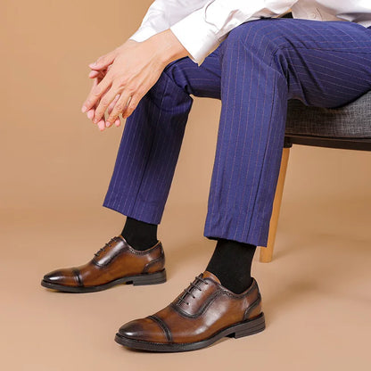 New Arrivals Top-grain Cowhide Leather Formal Business Men's Leather Shoes Genuine Leather Brogue Designer Shoes  Wenzhou Shoes