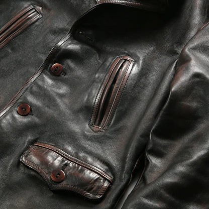 Wholesale Clothing Custom Mens  Casual  Windproof Jacket Men's High Quality Fashion Genuine Horse Skin Leather Jackets
