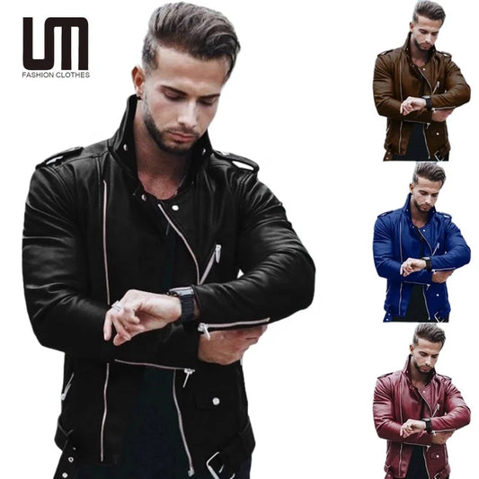 Liu Ming New Autumn Winter Mens Fashion PU Leather Plus Size Jacket Coats