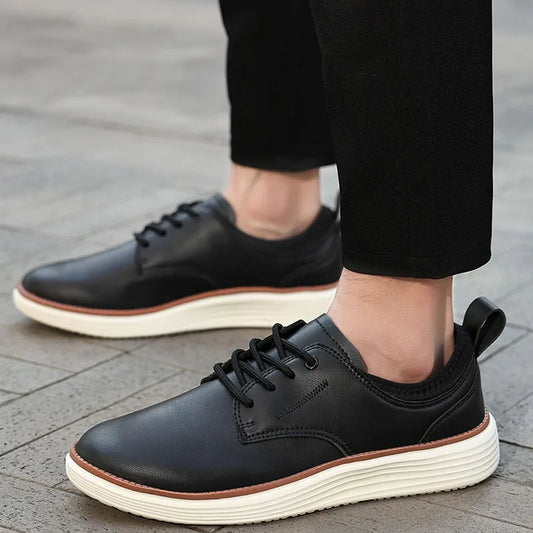 Large Size Artificial Leather Men's Shoes Business Casual Lace-up Oxford Wedding Shoes Lightweight Cushioning Dress Shoes All
