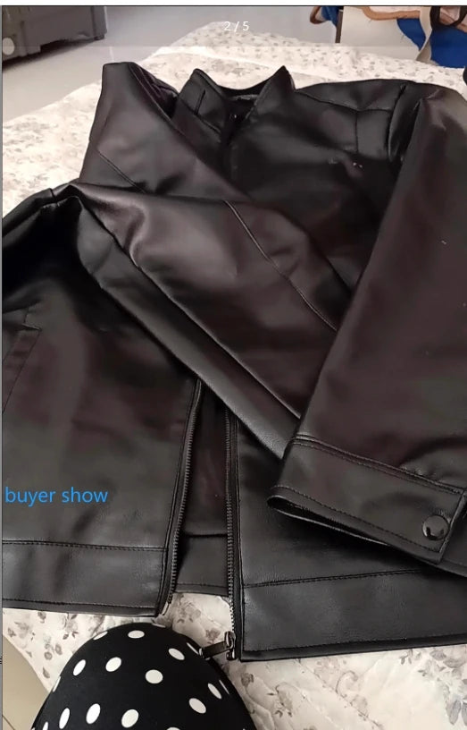 M-3XL New Spring Autumn Men's Casual PU Leather Jacket Stylish Street Vendor Coat Adult Dad Middle-Aged Elderly PU leather Coat