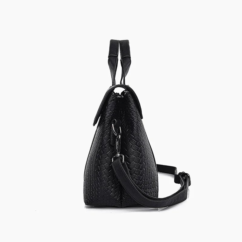 Wholesale Woven Pattern Tote Bag Large Capacity PU Leather Women Shoulder Bags for Work Commuting 2026 Hot Style