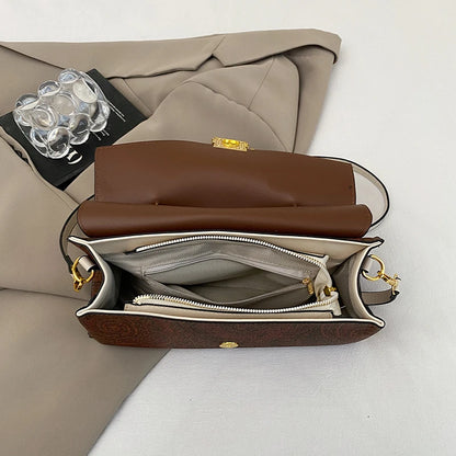 Factory Wholesale Luxury Brand Design Ladies Handbag PU Leather Contrasting Retro High Quality Shoulder Bag for Women