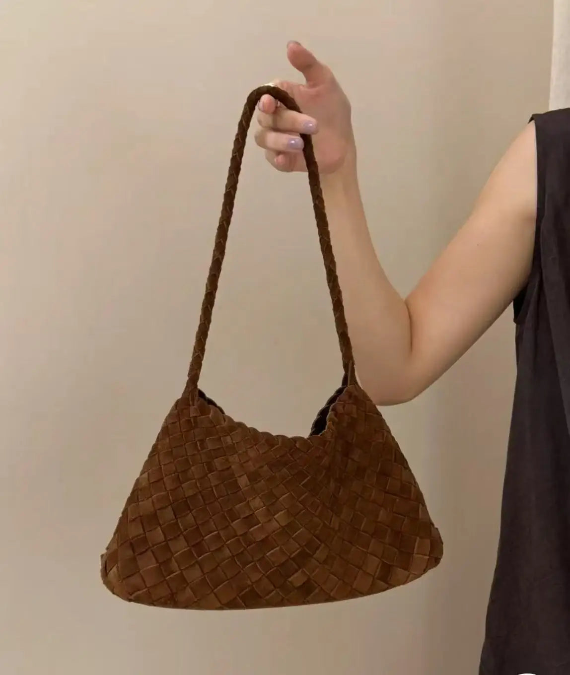 New Arrival Unique Retro Green Women's Suede Hobos Shoulder Bag Durable Button Large Capacity Genuine Leather Lining Luxury
