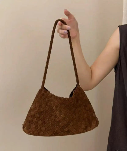 New Arrival Unique Retro Green Women's Suede Hobos Shoulder Bag Durable Button Large Capacity Genuine Leather Lining Luxury