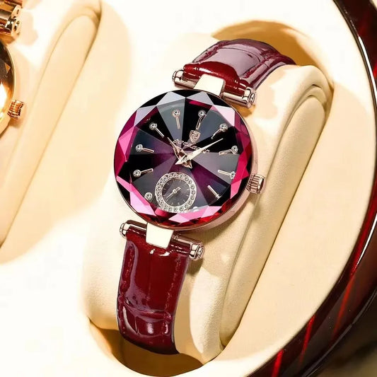 POEDAGAR 719 Leather Women's Quartz Wristwatch Fashion Vintage Business Luxury Waterproof  Watch for Women Ladies Montre Relojes