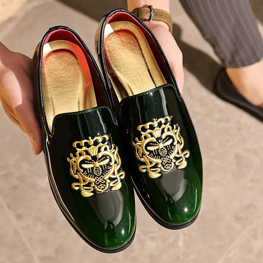 New Hot Selling Large Size 40-48 Embroidered Business Casual Breathable Men's Leather Shoes