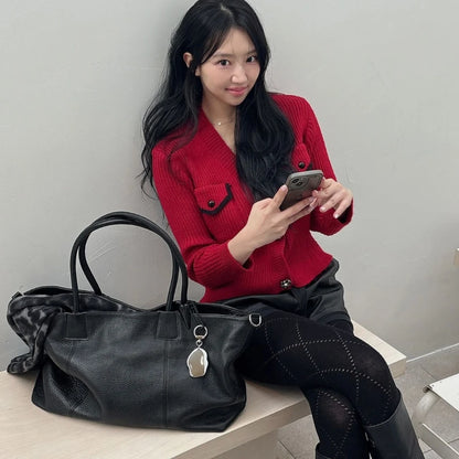 Women's Luxury Designer Tote Bags Famous Brand Large Capacity Genuine Leather Handbags Fashion Shoulder Purses for Ladies