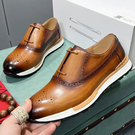 Men's Retro Style British Oxford Wedding Dress Shoes Comfortable Genuine Leather Business Formal for Autumn Season