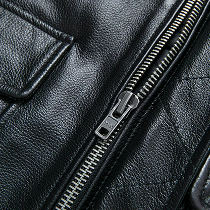 Air Force Flight Jacket Fur Collar Genuine Top Layer Cow Leather Jacket Men Black Brown Cow Coat Men's Winter Jacket 정품 가죽