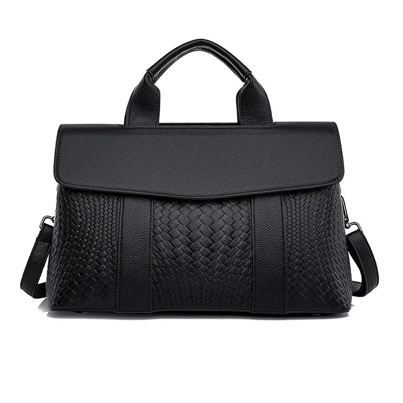 Wholesale Woven Pattern Tote Bag Large Capacity PU Leather Women Shoulder Bags for Work Commuting 2026 Hot Style