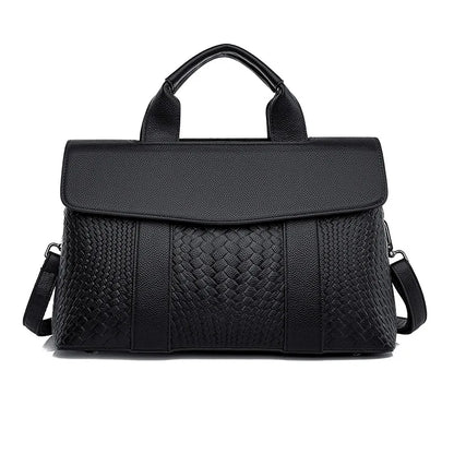 Wholesale Woven Pattern Tote Bag Large Capacity PU Leather Women Shoulder Bags for Work Commuting 2026 Hot Style