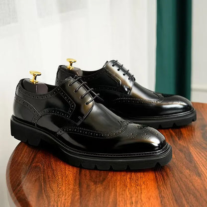 Business Casual Men's Leather Shoes Men's Wear-resistant Breathable Dress Shoes Lightweight Luxury Italian Shoes Comfortable