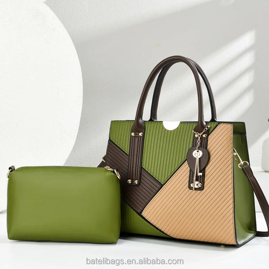 2025High Quality Fashion Luxury Designer Women's PU Leather Splicing Handbag Shoulder Bag Zipper Sealing Handbags
