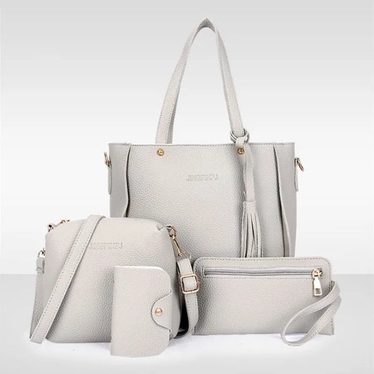 New Hot Sale Sac a Main Lady Shoulder Bag Tote Purse Satchel Set 4 Pcs Set Bag Design Handbag Pu Leather Bag