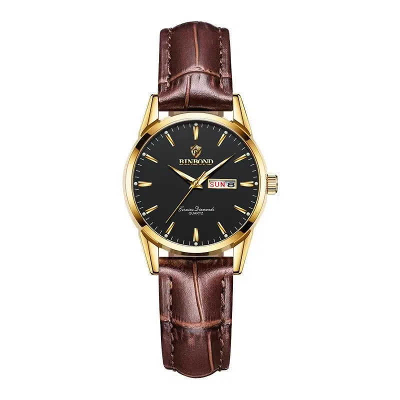 BINBOND B2238 2238 Quartz Wrist Watches Leather Strap Ladies & Man Top Luxury Couple Watch Women Men Waterproof Calendar Watch