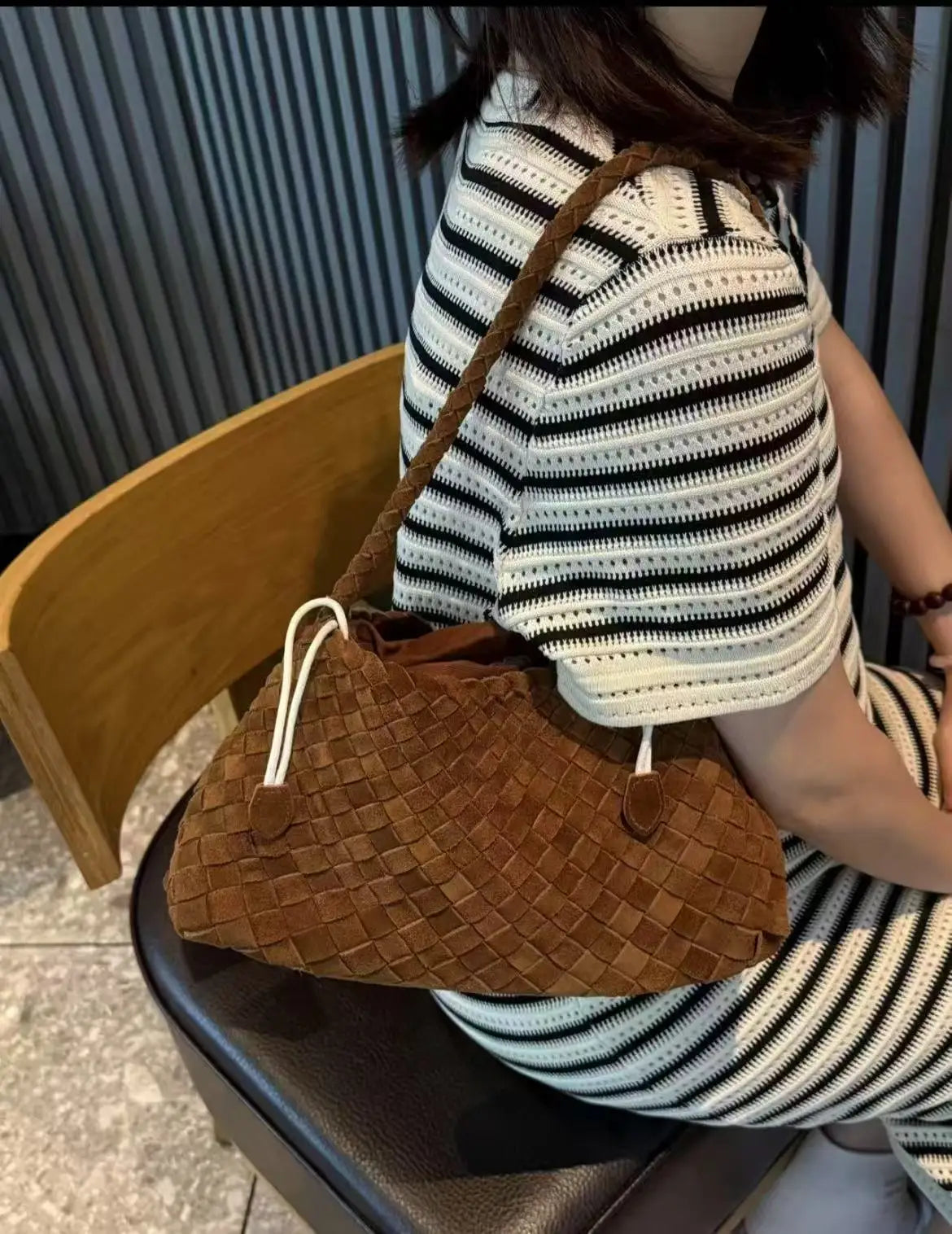 New Arrival Unique Retro Green Women's Suede Hobos Shoulder Bag Large Capacity Genuine Leather Lining Luxury Durable Button