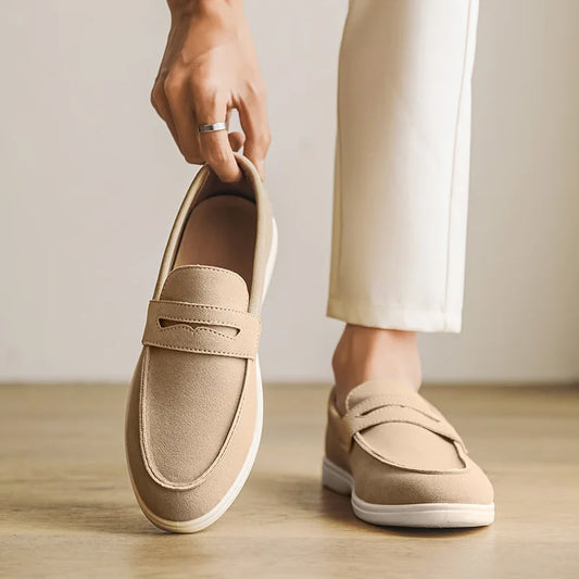 Men's Solid Summer Breathable Bean Shoes Slip-on Round Toe Imitation Leather Lining Casual Lazy Loafers Office & Career