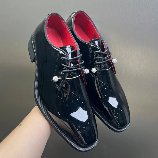 25165 Good Quality New Black Business Men Leather Shoes Fashion square Toe Men Dress Shoes