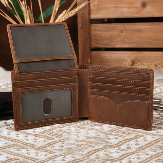 Laser Engraving Custom Logo Black High Grade 100% Real Genuine Cowhide Napa Leather Wallet Gift Wallet Set for Men
