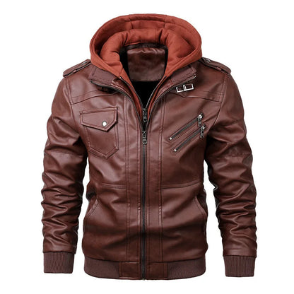 New Season Design Spring Autumn New European American Large Size Fashion Hooded 4 Colors Leather Jacket Men