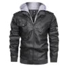 New Season Design Spring Autumn New European American Large Size Fashion Hooded 4 Colors Leather Jacket Men