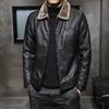 OEM Service Custom Logo Winter Men's Jacket Thick Leather with Faux Fur Collar Windproof Warm Coat Good Quality