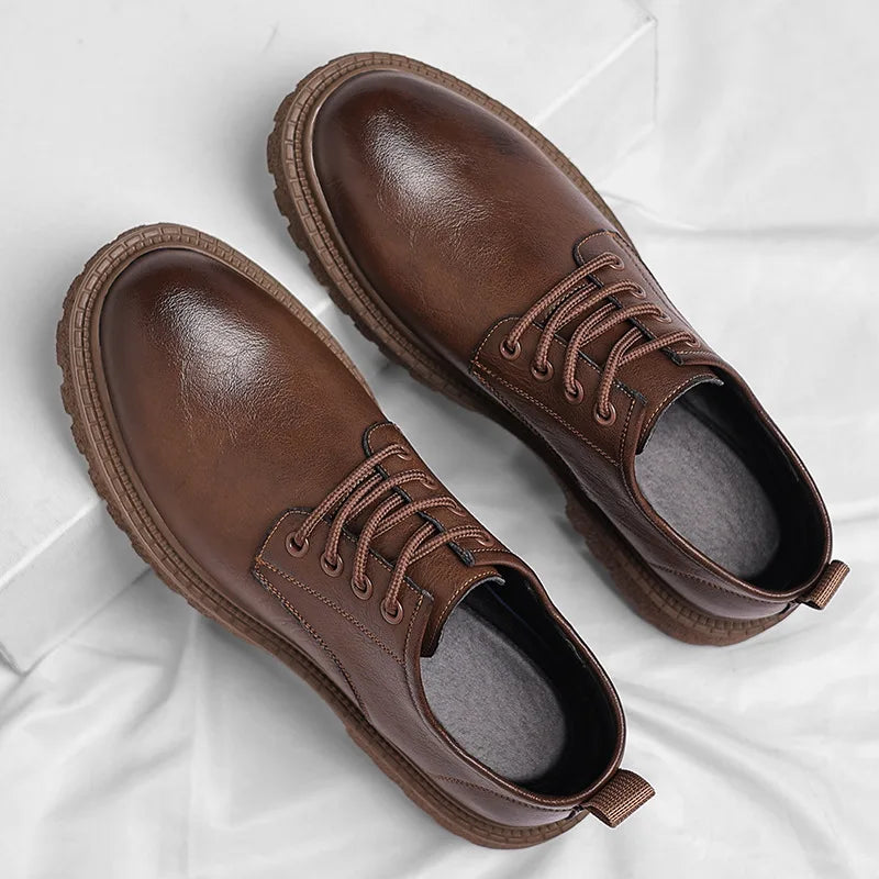 2025 New LEAO Hot Selling Men's Business Casual Leather Shoes Cowhide Thick Bottom Leather Men's Low Top Work Shoes