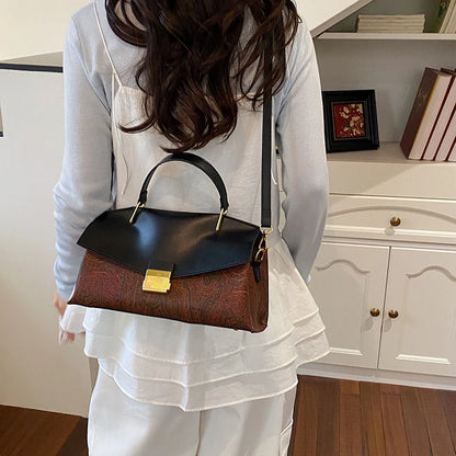 Factory Wholesale Luxury Brand Design Ladies Handbag PU Leather Contrasting Retro High Quality Shoulder Bag for Women