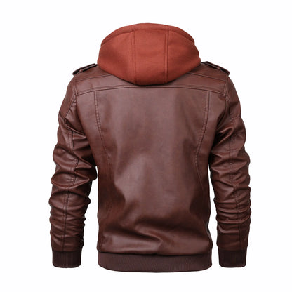 New Season Design Spring Autumn New European American Large Size Fashion Hooded 4 Colors Leather Jacket Men