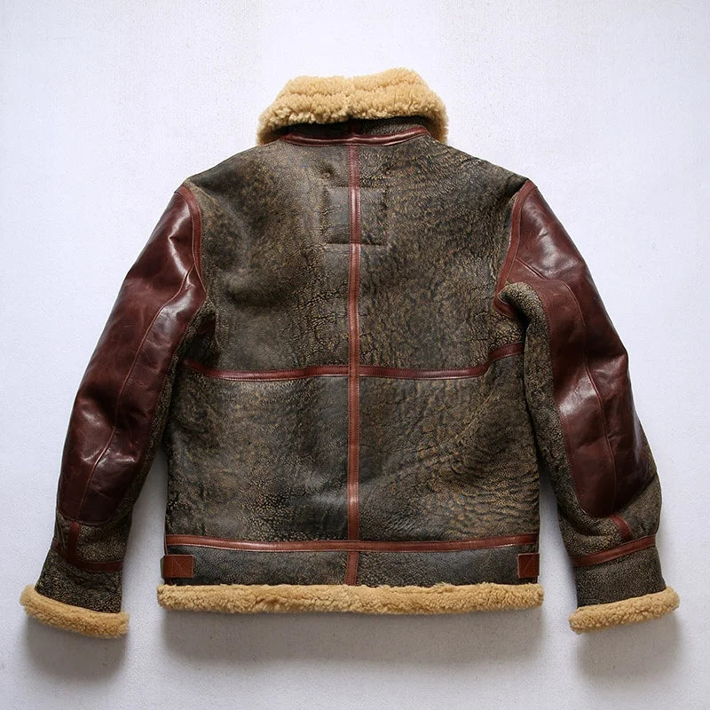 OEM High Fashion General Patton B3 Retro Fur Airmen Coats Men's Sheepskin Leather Jackets
