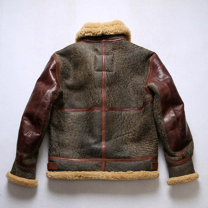 OEM High Fashion General Patton B3 Retro Fur Airmen Coats Men's Sheepskin Leather Jackets