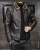OEM Service Custom Logo Winter Men's Jacket Thick Leather with Faux Fur Collar Windproof Warm Coat Good Quality