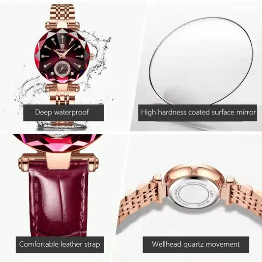 POEDAGAR 719 Leather Women's Quartz Wristwatch Fashion Vintage Business Luxury Waterproof  Watch for Women Ladies Montre Relojes