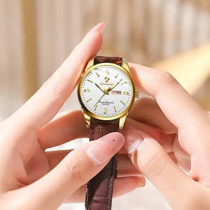 BINBOND B2238 2238 Quartz Wrist Watches Leather Strap Ladies & Man Top Luxury Couple Watch Women Men Waterproof Calendar Watch