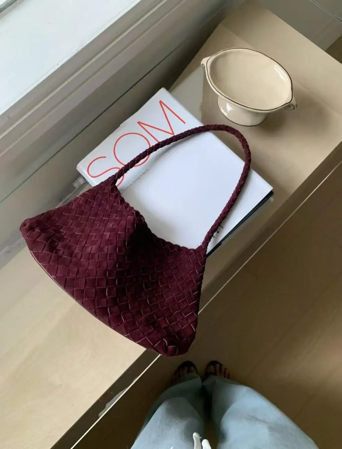 New Arrival Unique Retro Green Women's Suede Hobos Shoulder Bag Large Capacity Genuine Leather Lining Luxury Durable Button