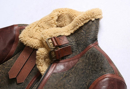 OEM High Fashion General Patton B3 Retro Fur Airmen Coats Men's Sheepskin Leather Jackets