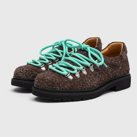 New Design Thick Sole Pointed Toe Faux Suede Leather Derby Shoes Classic Durable Height Increasing Dress Shoes