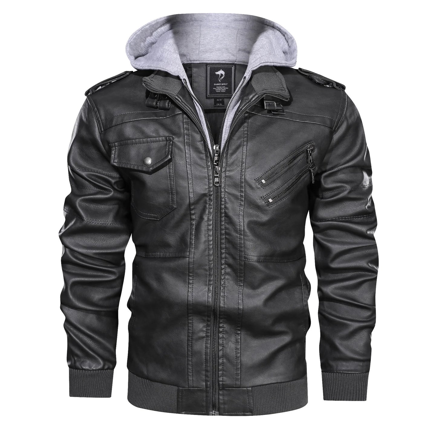 New Season Design Spring Autumn New European American Large Size Fashion Hooded 4 Colors Leather Jacket Men