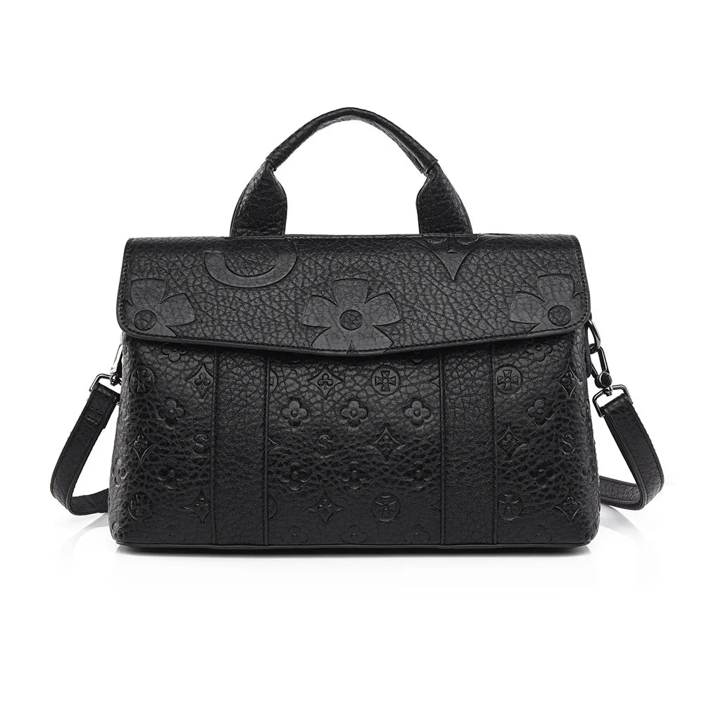 Wholesale Woven Pattern Tote Bag Large Capacity PU Leather Women Shoulder Bags for Work Commuting 2026 Hot Style