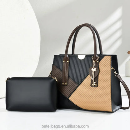 2025High Quality Fashion Luxury Designer Women's PU Leather Splicing Handbag Shoulder Bag Zipper Sealing Handbags