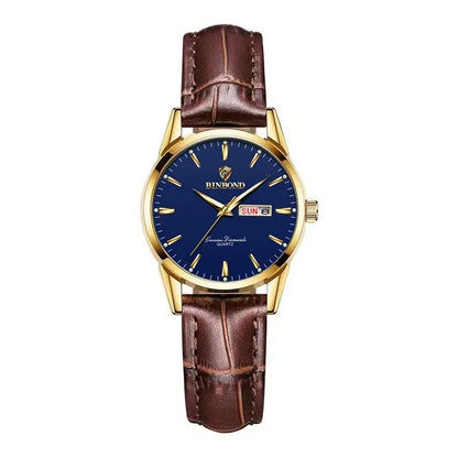 BINBOND B2238 2238 Quartz Wrist Watches Leather Strap Ladies & Man Top Luxury Couple Watch Women Men Waterproof Calendar Watch