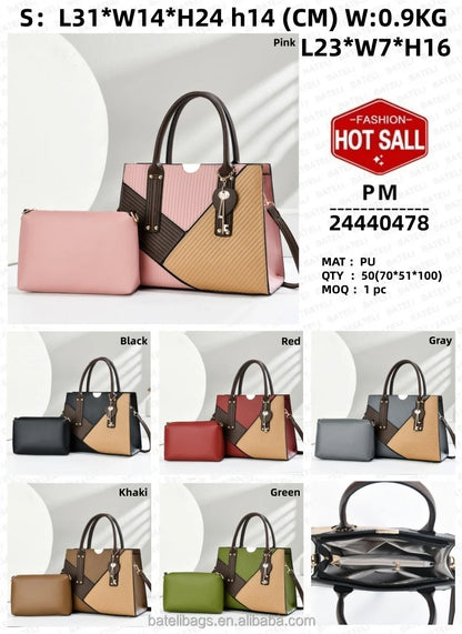 2025High Quality Fashion Luxury Designer Women's PU Leather Splicing Handbag Shoulder Bag Zipper Sealing Handbags