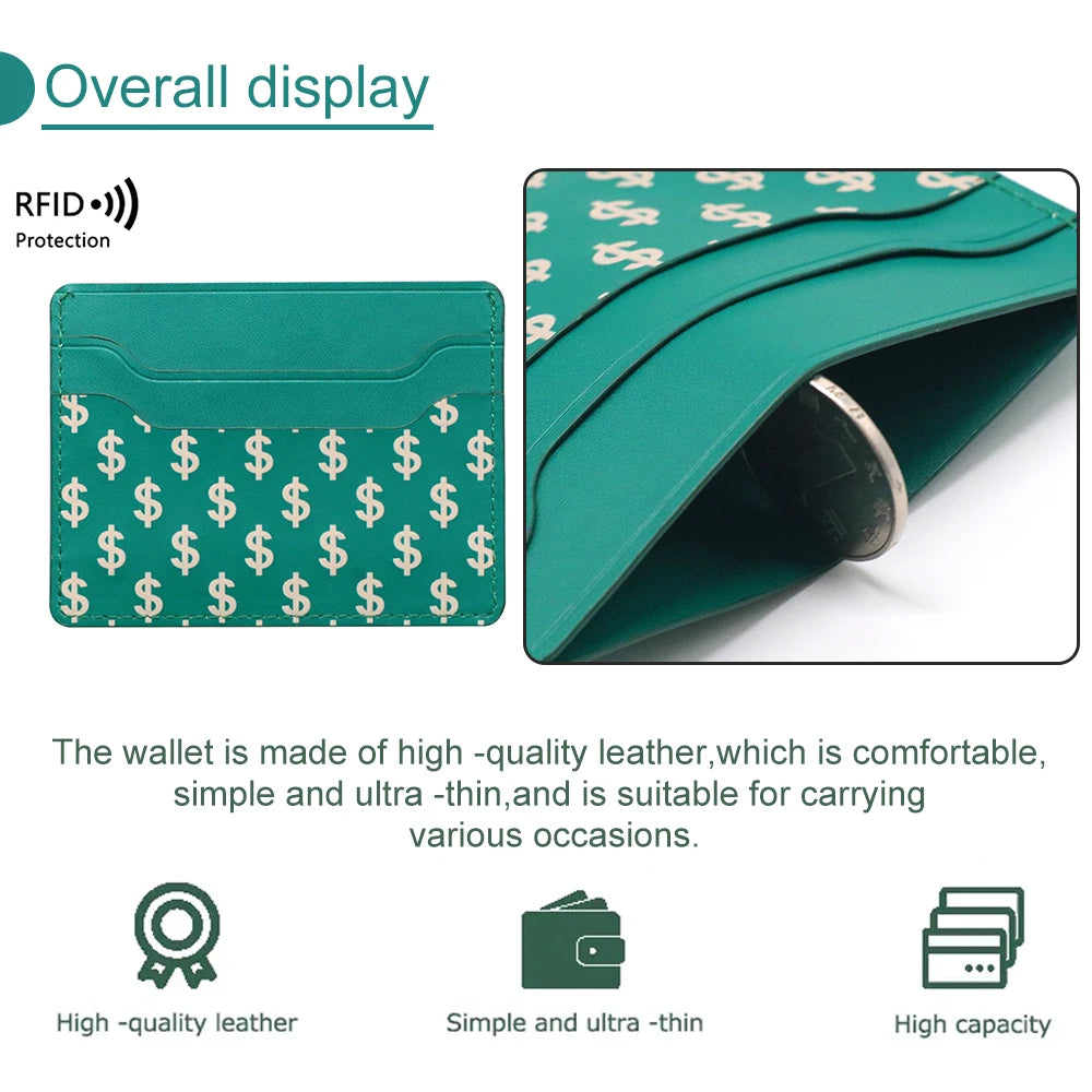 Design Own Pattern Logo Pu Leather Credit Name Business Card Holder Wallet Premium RFID Blocking Minimalist Wallet for Man Woman