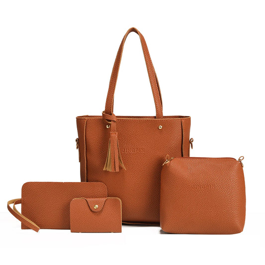 New Hot Sale Sac a Main Lady Shoulder Bag Tote Purse Satchel Set 4 Pcs Set Bag Design Handbag Pu Leather Bag